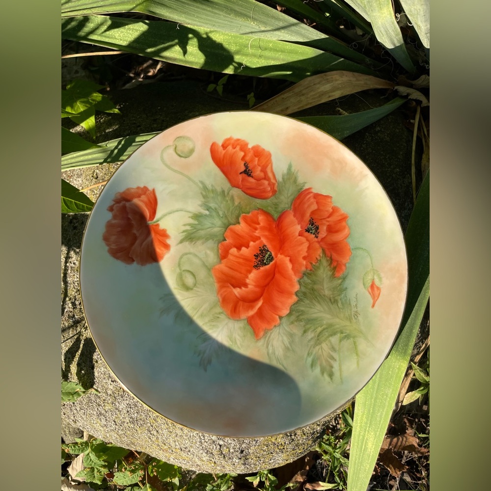 Vintage Floral Red Poppy Plate